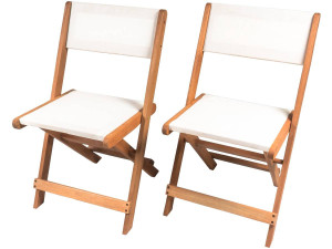 Sedia pieghevole in legno "Seoul" Acero -Beige -Set di 2