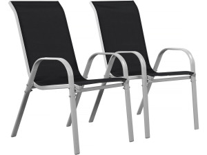 Sedia da giardino textilene "Cordoba" -Phoenix- Nero - Set di 2