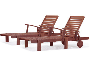 2 lettini pieghevoli in legno esotico TOKYO - MAHOGANY - Mogano