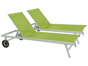 2 Lettini in alluminio e textilene BELLA - Phoenix - Verde