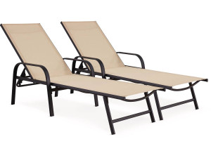 Set di 2 lettini prendisole in metallo "Farniente" - Beige