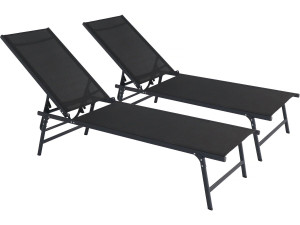Set di 2 lettini prendisole in metallo "Sublima" - 180 x 54 x 104 cm - Nero