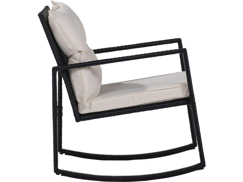 Set di mobili da giardino "Sami" con sedie a dondolo - Nero/beige