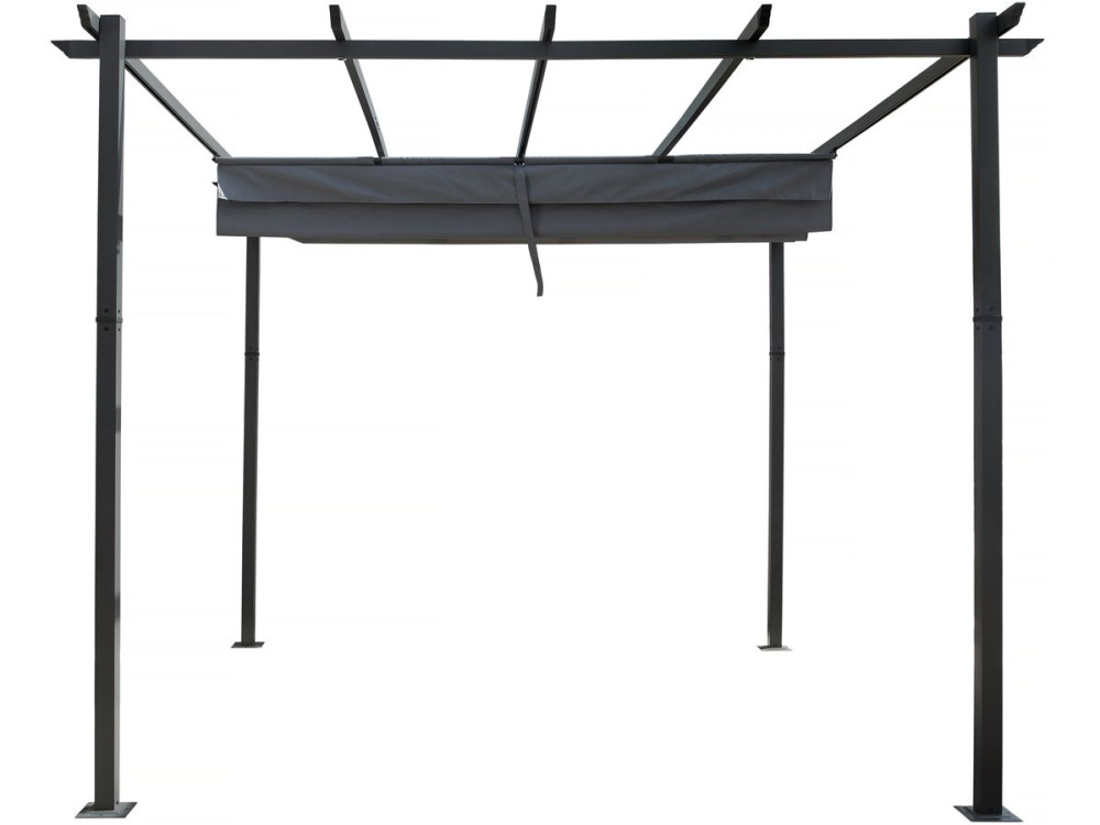 Pergola in alluminio con tettoia retrattile - 3 x 3 m - Grigio