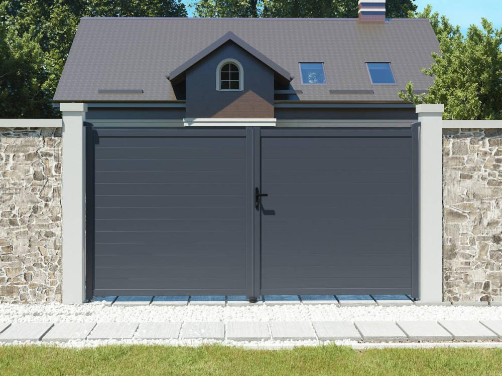 Cancello in alluminio "Marc" - 349,5 x 180,9 cm - Grigio