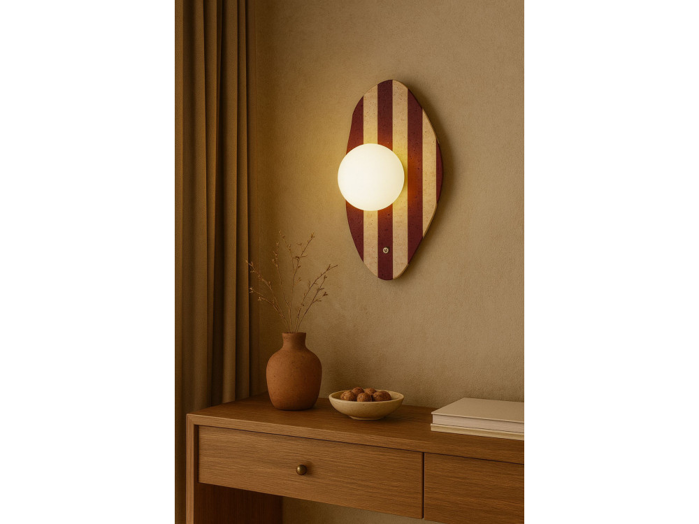 Applique in travertino "Push" - Beige / Bianco / Rosso