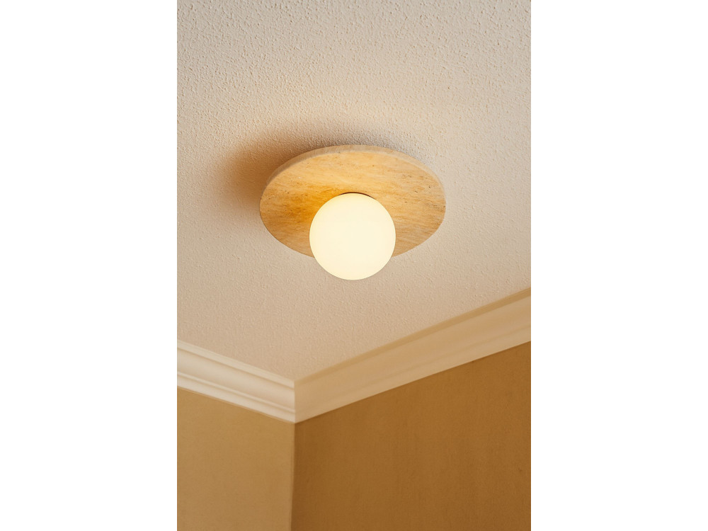 Lampada da soffitto in travertino "Tor-Tun" - Beige / Bianco