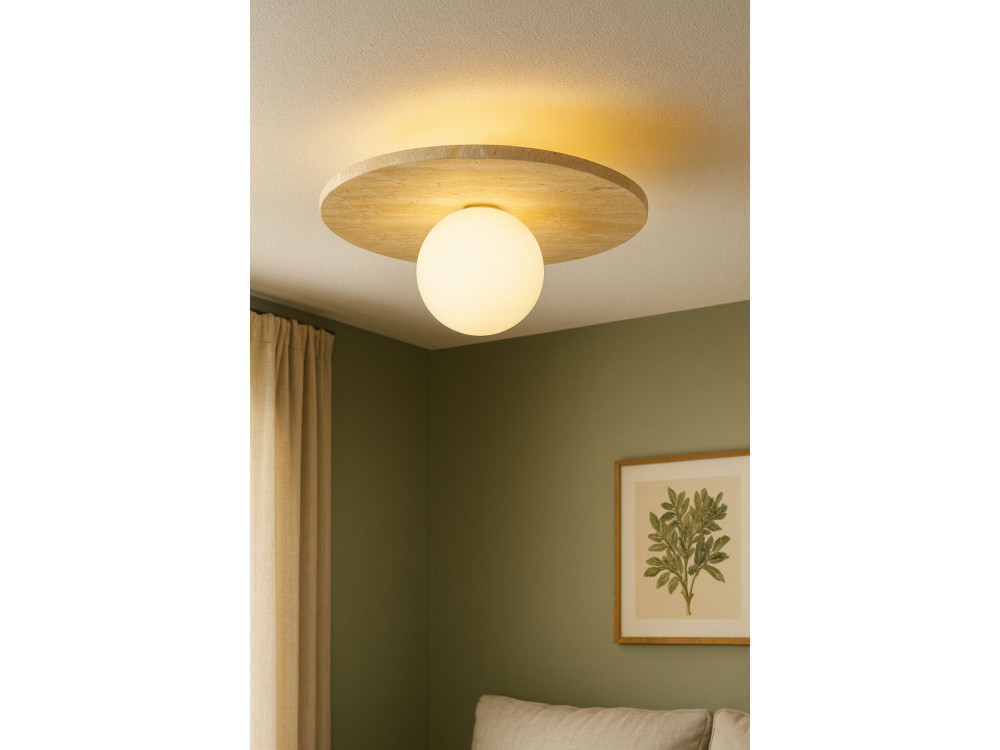 Lampada da soffitto in travertino "Tor-Tun" - Beige / Bianco