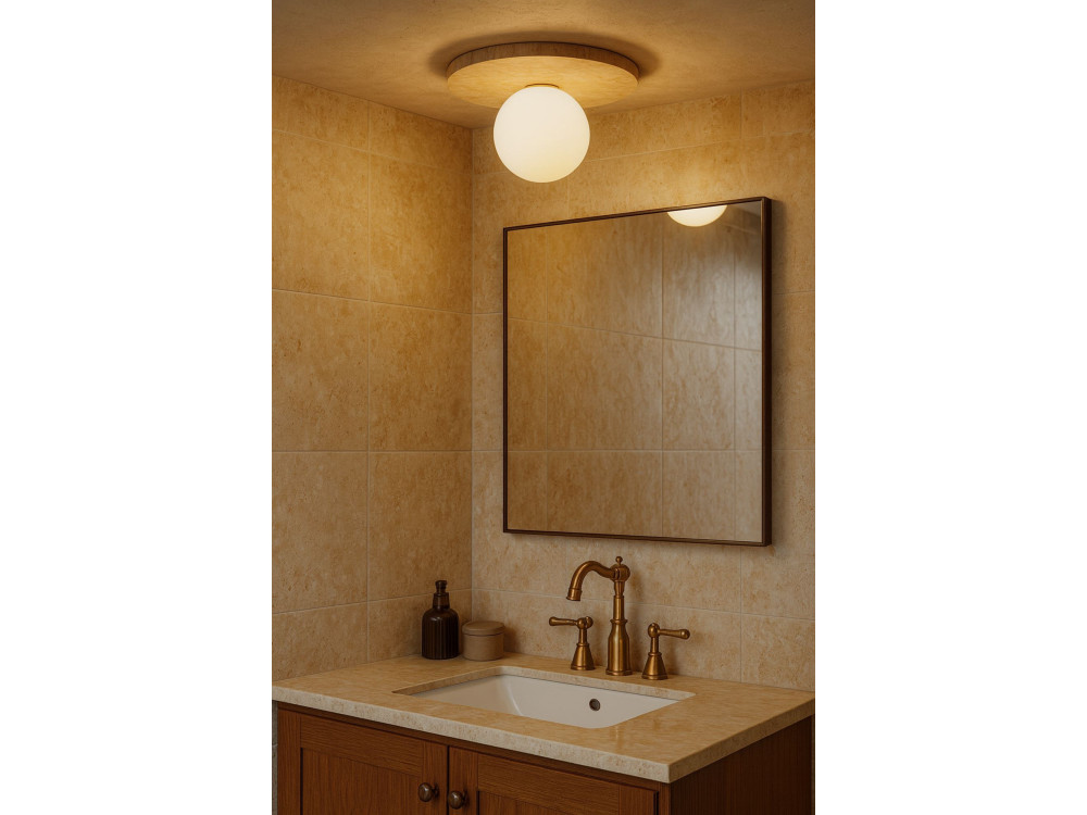 Lampada da soffitto in travertino "Tor-Tun" - Beige / Bianco