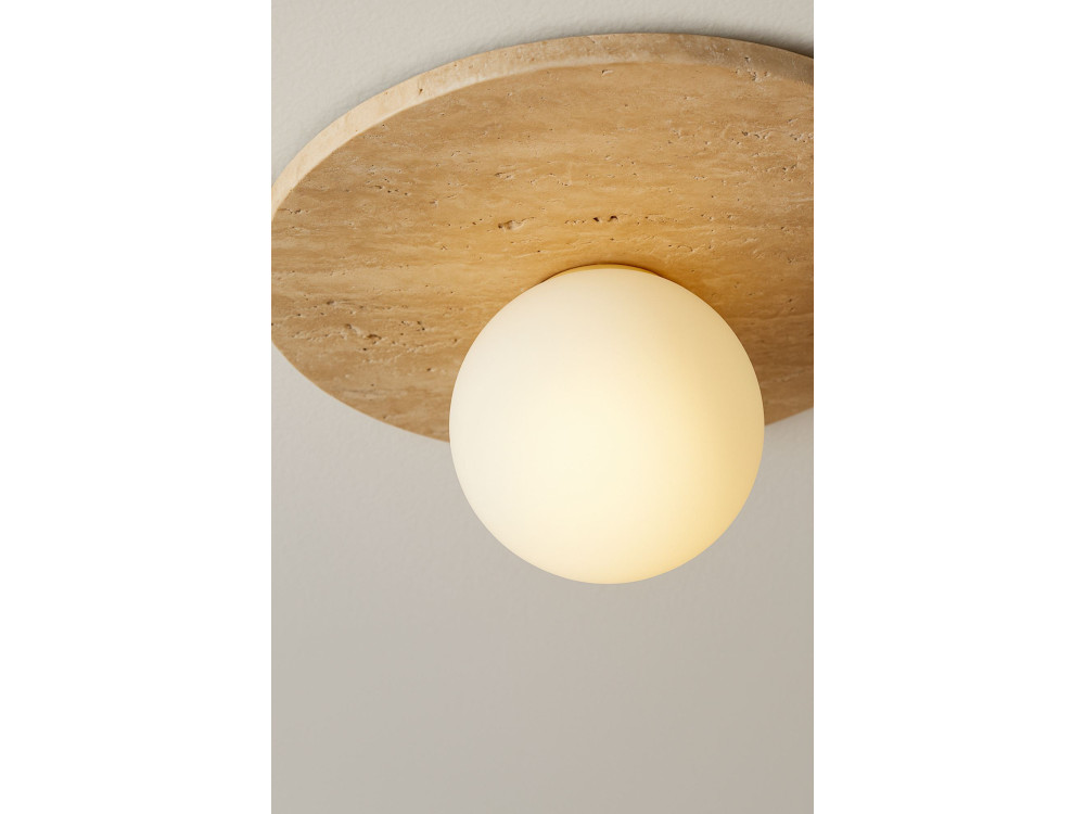 Lampada da soffitto in travertino "Tor-Tun" - Beige / Bianco