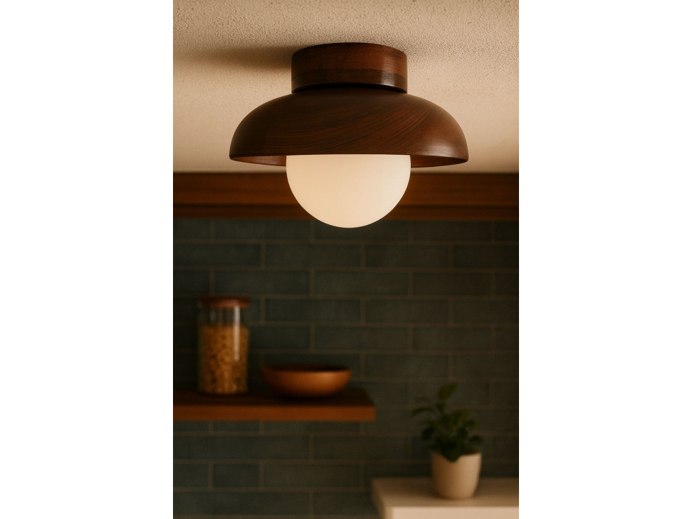 Lampada da soffitto in legno "Hand-T" - Noce / Bianco