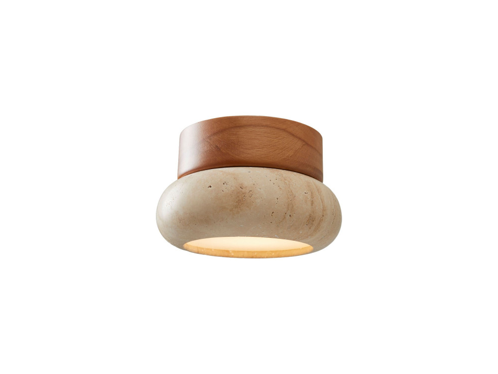Lampada da soffitto in legno "Worm-S" - Rovere / Beige
