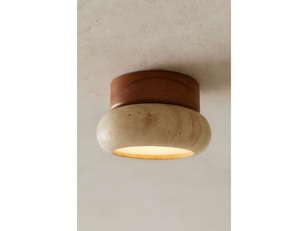 Lampada da soffitto in legno "Worm-S" - Rovere / Beige