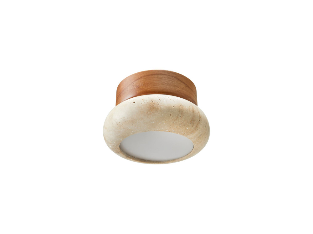 Lampada da soffitto in legno "Worm-S" - Rovere / Beige