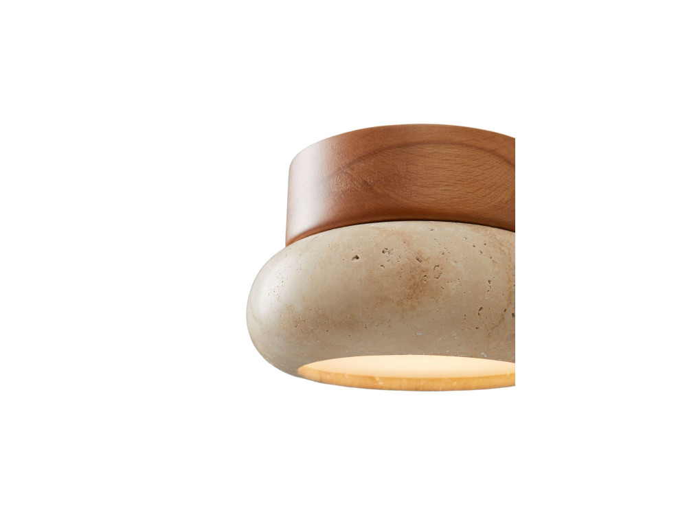 Lampada da soffitto in legno "Worm-S" - Rovere / Beige