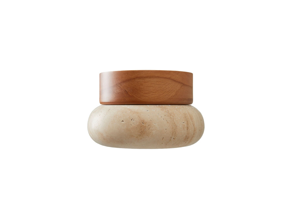 Lampada da soffitto in legno "Worm-S" - Rovere / Beige