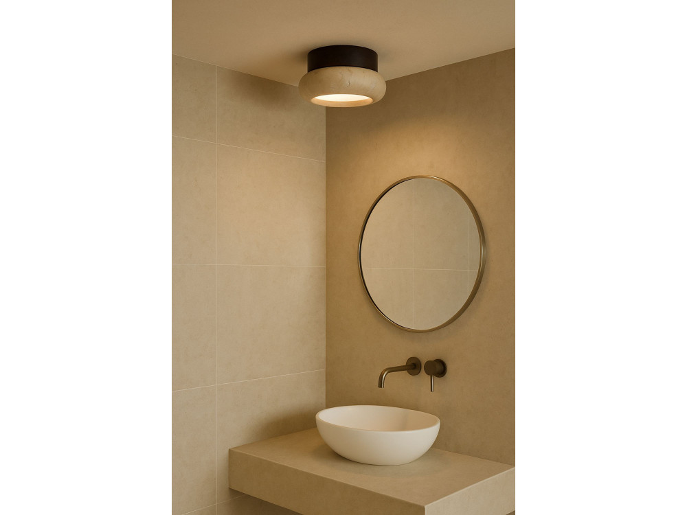 Lampada da soffitto in legno "Worm-S" - Noce / Beige