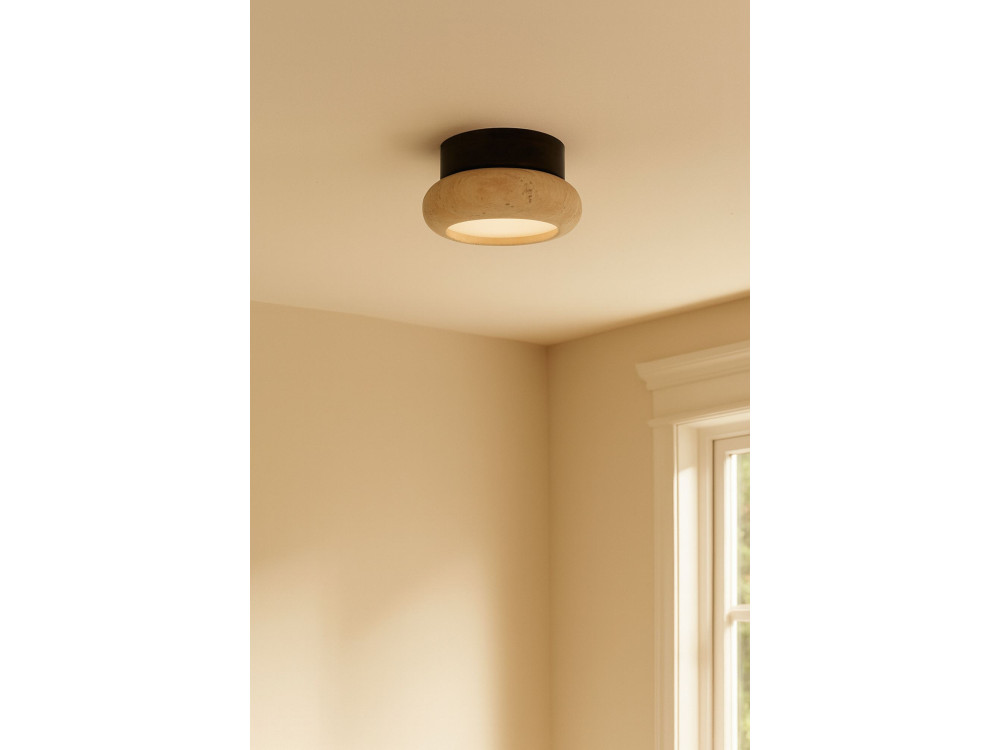 Lampada da soffitto in legno "Worm-S" - Noce / Beige