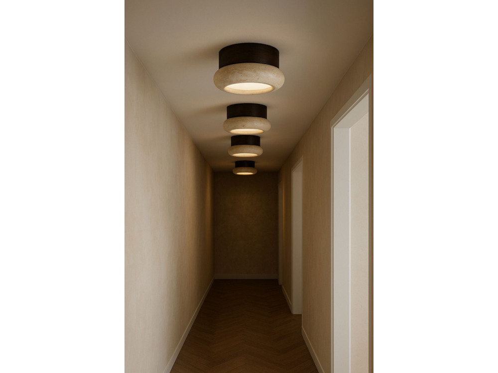 Lampada da soffitto in legno "Worm-S" - Noce / Beige