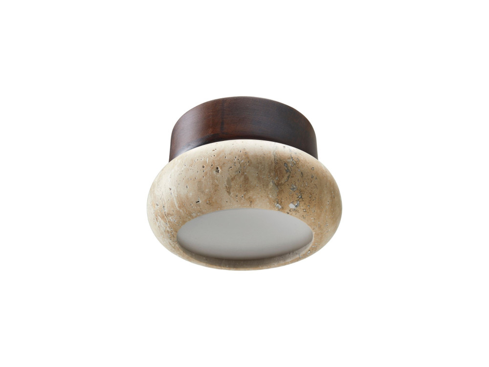Lampada da soffitto in legno "Worm-S" - Noce / Beige