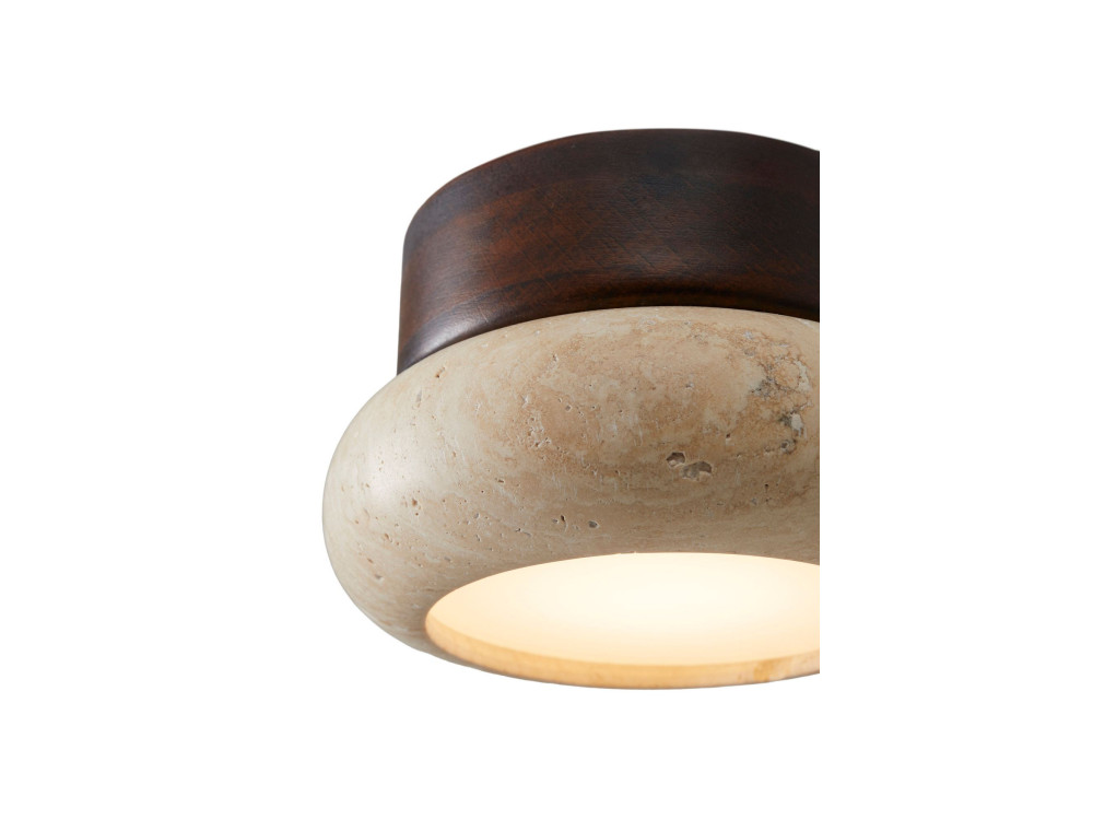 Lampada da soffitto in legno "Worm-S" - Noce / Beige