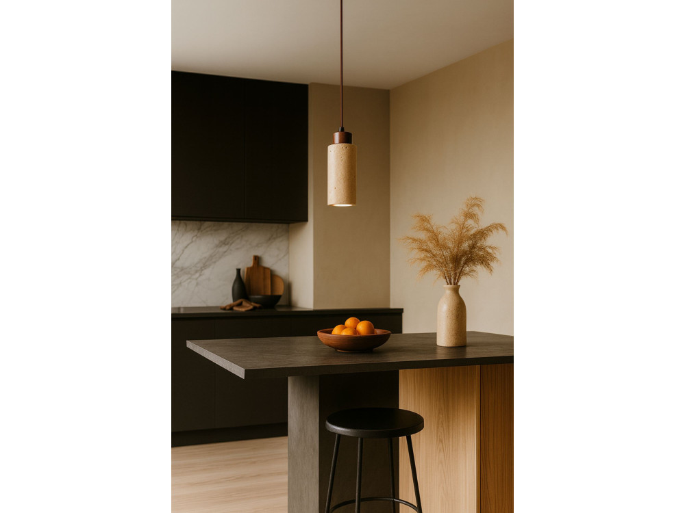 Lampada a sospensione in legno "Babil" - Beige / Noce