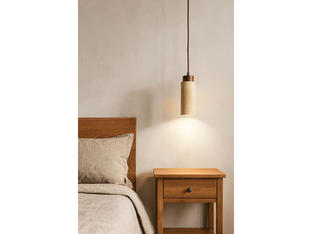 Lampada a sospensione in legno "Babil" - Beige / Noce
