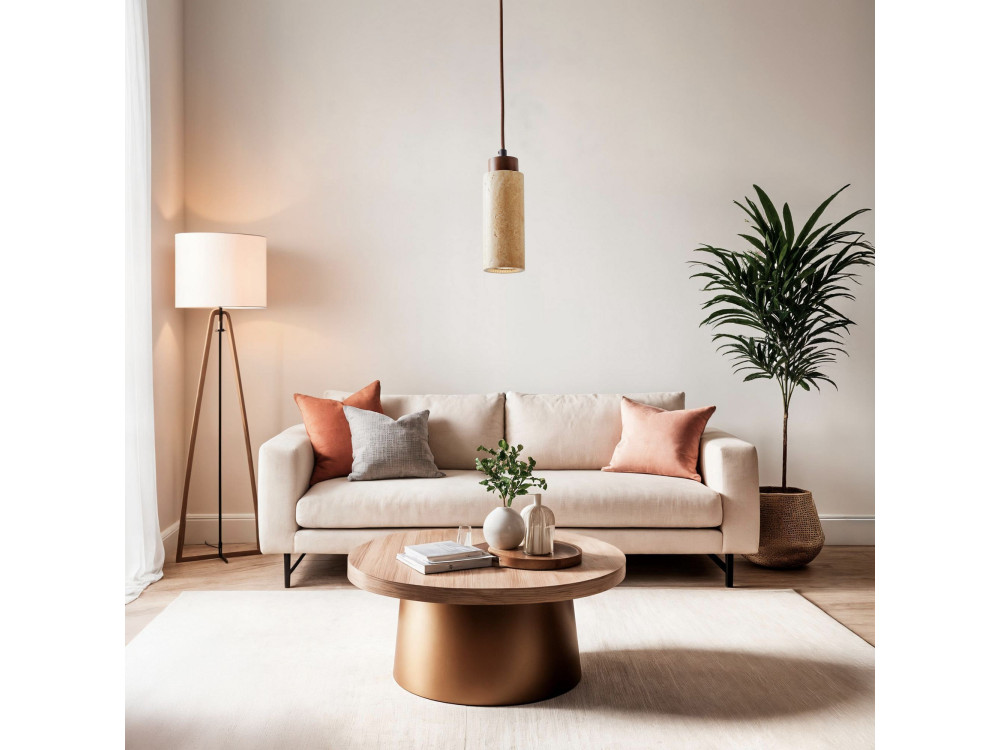 Lampada a sospensione in legno "Babil" - Beige / Noce