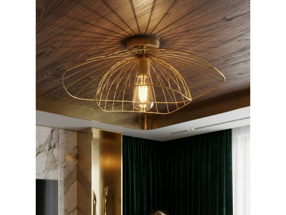 Lampada da soffitto in metallo "Mantar" - 52 x 52 cm - Dorata