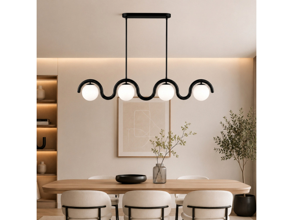 Lampadario in metallo "GEDIK-20443" - 110 x 17 cm - Nero
