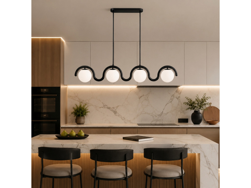 Lampadario in metallo "GEDIK-20443" - 110 x 17 cm - Nero
