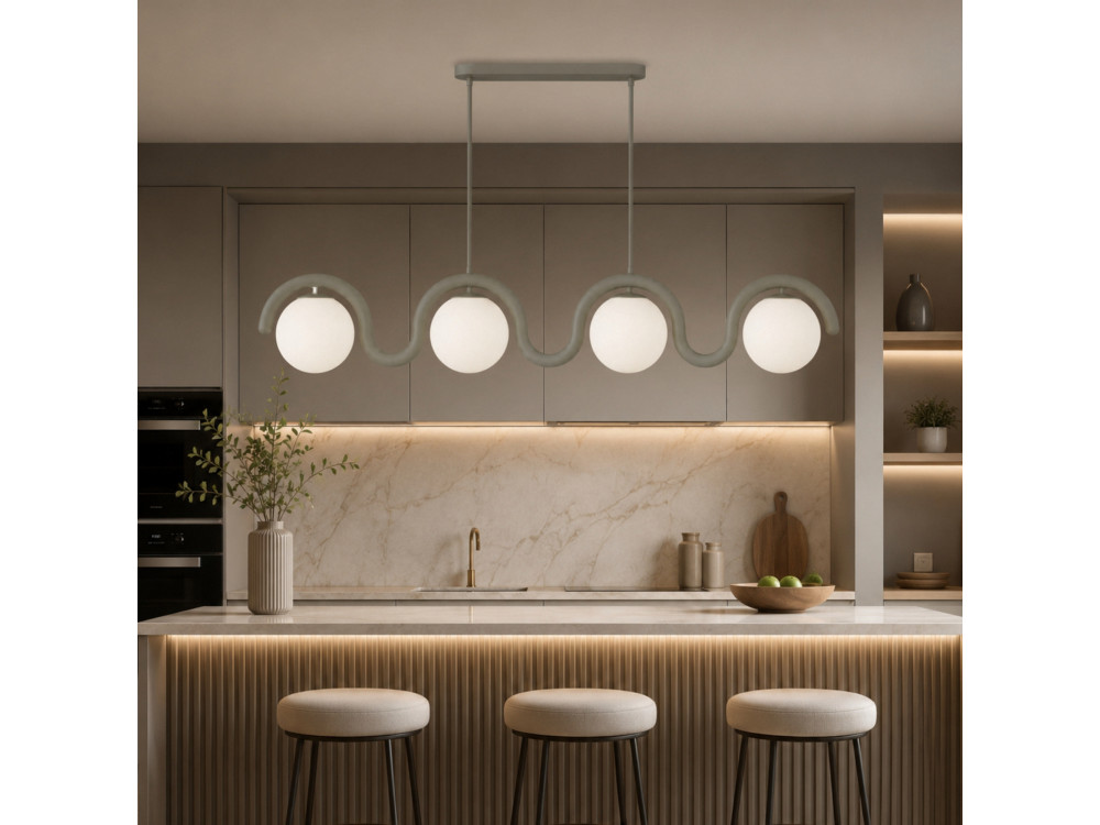 Lampadario in metallo "GEDIK-20443" - 110 x 17 cm - Grigio