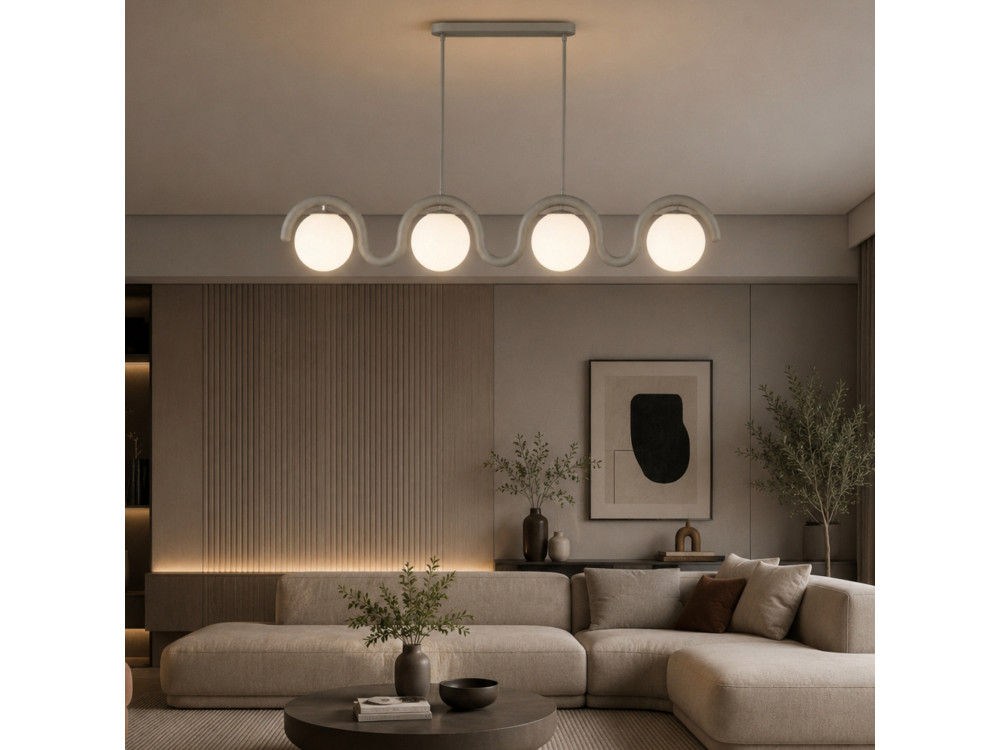 Lampadario in metallo "GEDIK-20443" - 110 x 17 cm - Grigio