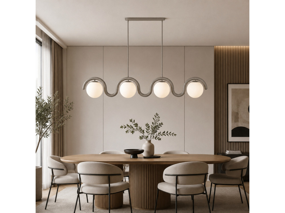 Lampadario in metallo "GEDIK-20443" - 110 x 17 cm - Grigio
