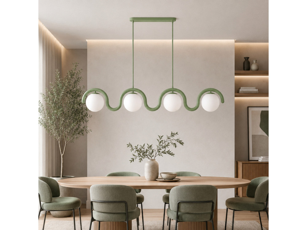 Lampadario in metallo "GEDIK-20443" - 110 x 17 cm - Verde