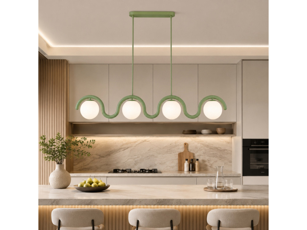 Lampadario in metallo "GEDIK-20443" - 110 x 17 cm - Verde