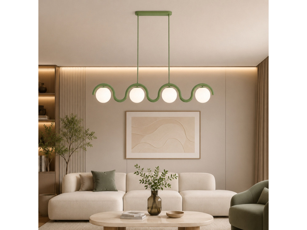 Lampadario in metallo "GEDIK-20443" - 110 x 17 cm - Verde
