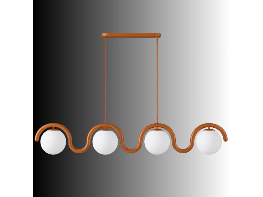 Lampadario in metallo "GEDIK-20443" - 110 x 17 cm - Marrone / Arancione