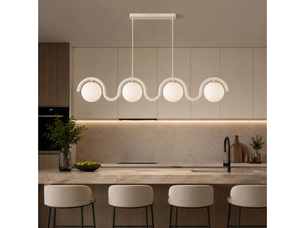 Lampadario in metallo "GEDIK-20443" - 110 x 17 cm - Beige