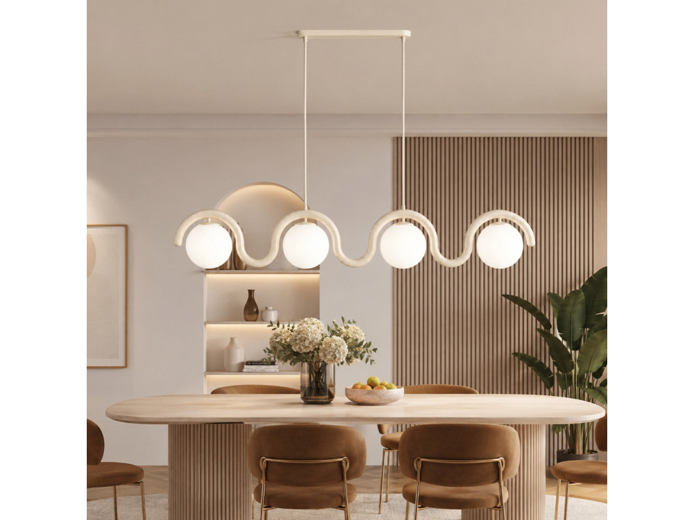 Lampadario in metallo "GEDIK-20443" - 110 x 17 cm - Beige