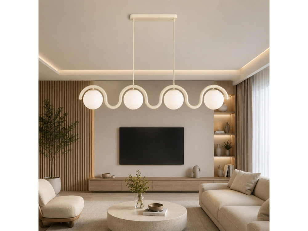 Lampadario in metallo "GEDIK-20443" - 110 x 17 cm - Beige