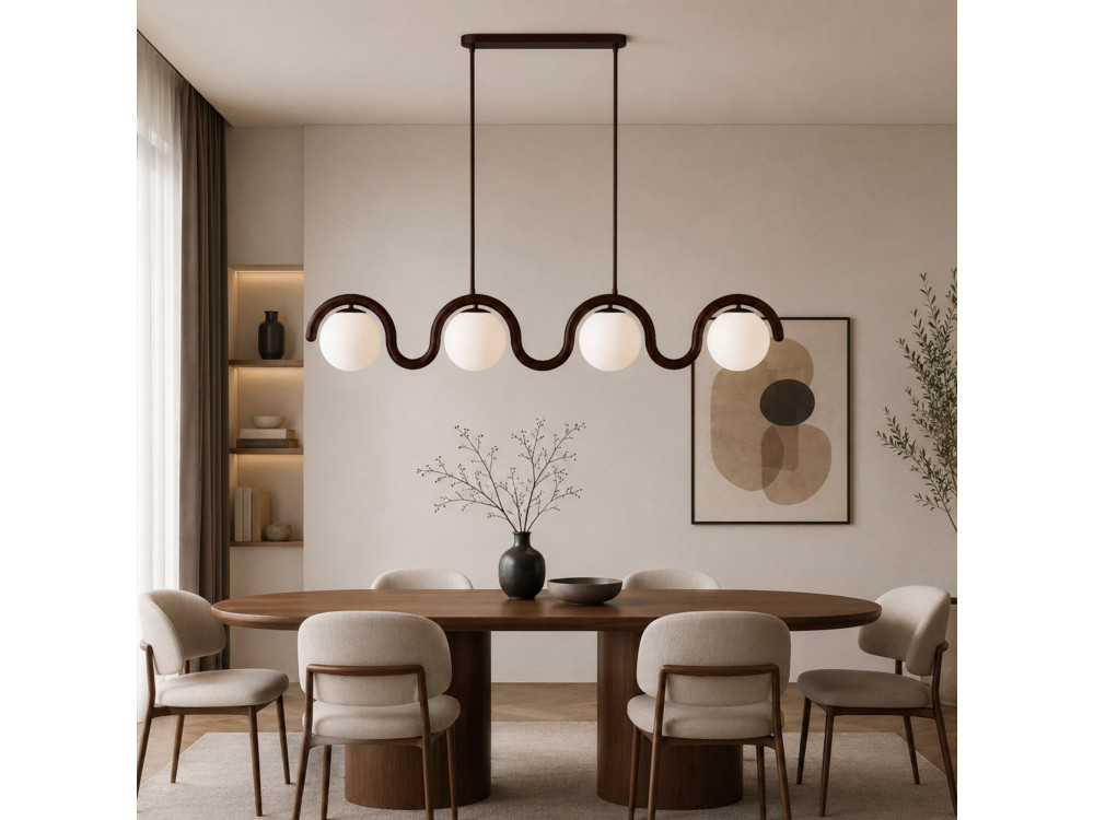 Lampadario in metallo "GEDIK-20443" - 110 x 17 cm - Marrone