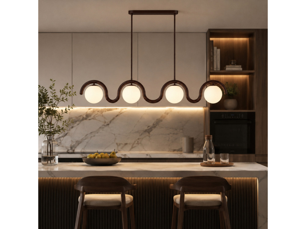Lampadario in metallo "GEDIK-20443" - 110 x 17 cm - Marrone
