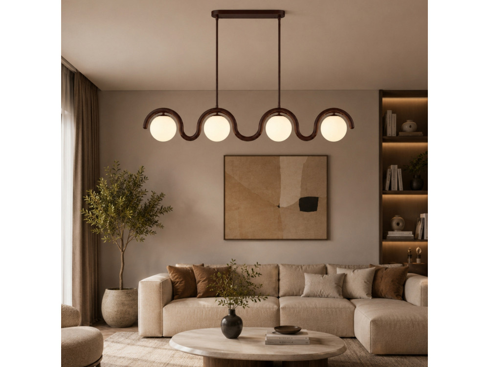 Lampadario in metallo "GEDIK-20443" - 110 x 17 cm - Marrone