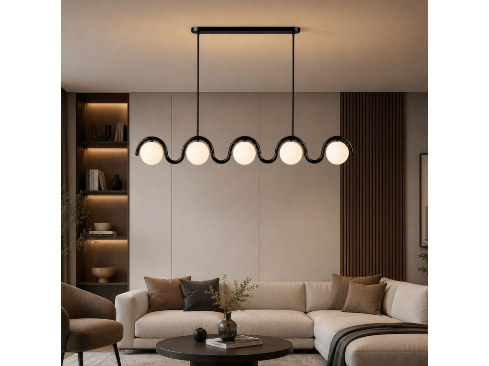 Lampadario in metallo "GEDIK-20444" - 140 x 17 cm - Nero