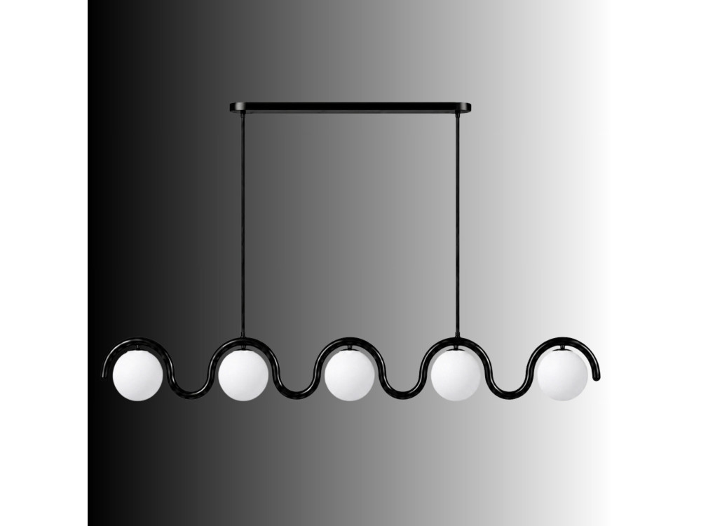 Lampadario in metallo "GEDIK-20444" - 140 x 17 cm - Nero