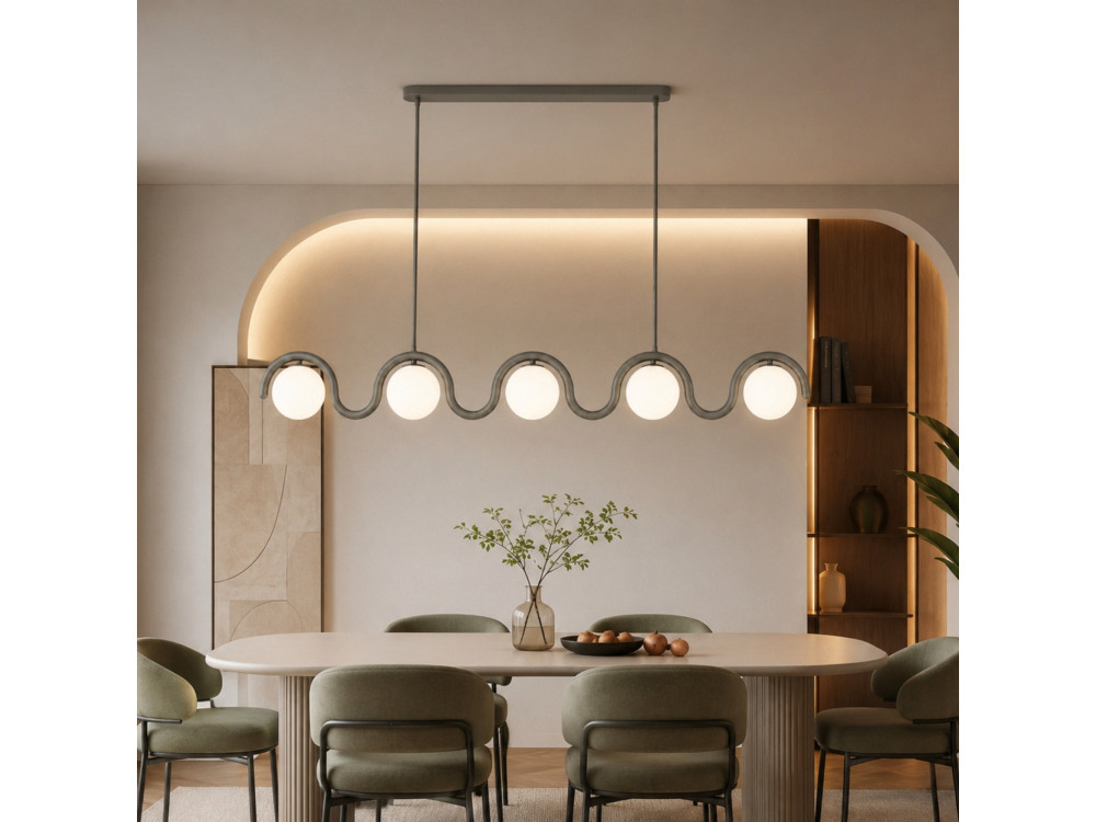 Lampadario in metallo "GEDIK-20444" - 140 x 17 cm - Grigio
