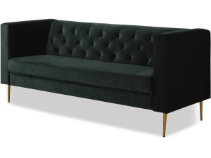 Divano fisso in velluto "Bruce" - 196 x 76 x 82 cm - 3 posti a sedere - Verde scuro