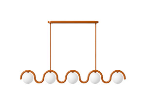 Lampadario in metallo "GEDIK-20444" - 140 x 17 cm - Marrone / Arancione