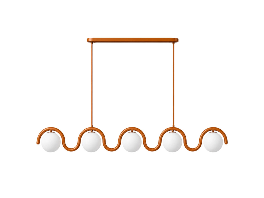 Lampadario in metallo "GEDIK-20444" - 140 x 17 cm - Marrone / Arancione